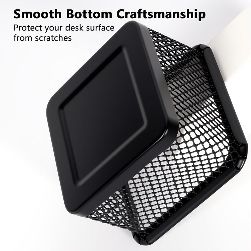 DANRONG Paper Clip Holder for Desk, Paperclip Holders, Mesh Paper Clip Holders Metal Paper Clip Dispenser Organizer for Desk Binder Clip Bobby Pin Holder Container for Home Office School, Black 4 Pack - Image 3